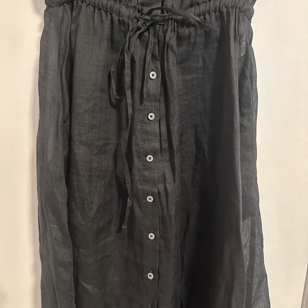 J.Crew Sheer Black Button-Front Tie Waist Women's Dress Size 0